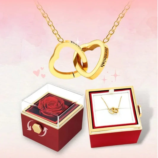PolishedPlusโข Custom Heart Name Necklace + Rotating Rose Box
