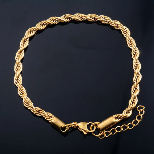 Menโs Stainless Steel Rope Chain Bracelet & Womenโs Hand Bangle