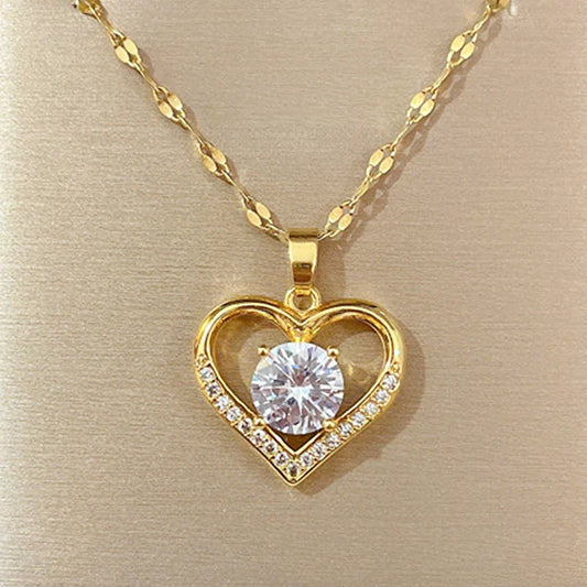 Artificial Gems Heart Pendant Necklace for Women