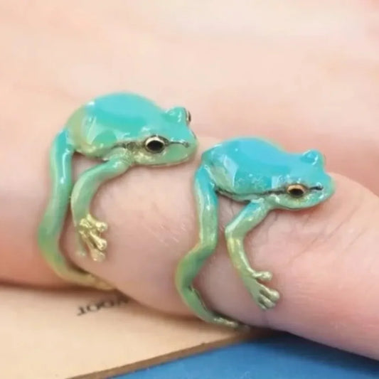 Mini Green Tree Frog Open Ring