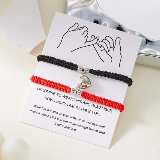 Romantic Heart Magnetic Attract Couple Bracelet Set