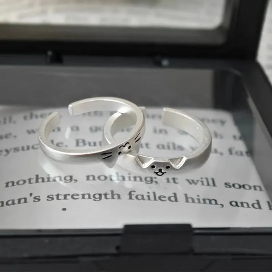 Cute Cat & Dog Animal Couple Rings